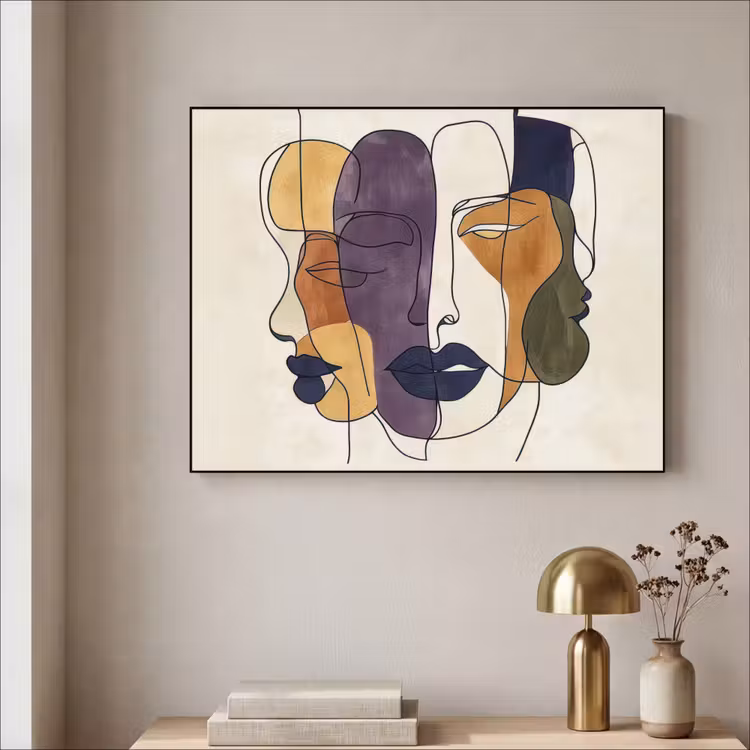 Art Frame - Abstract - Overlappende gezichten - Paars - Donkergroen — 3