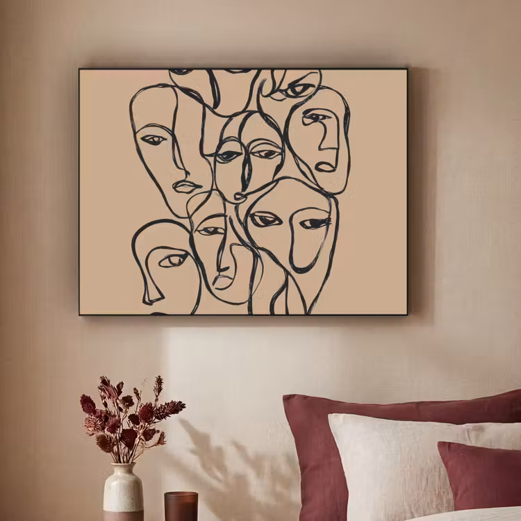 Art Frame - Gezichtenzee - Lijntekening - Abstract — 2
