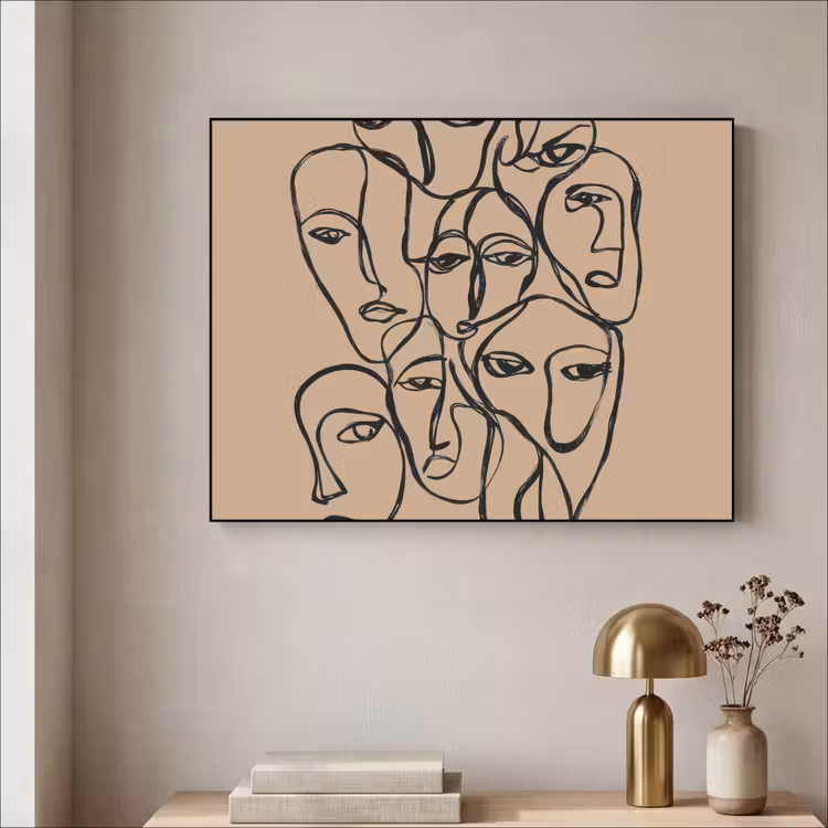 Art Frame - Gezichtenzee - Lijntekening - Abstract — 3