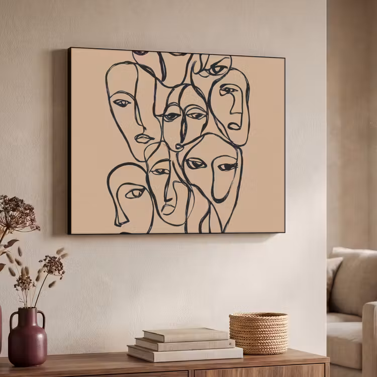 Art Frame - Gezichtenzee - Lijntekening - Abstract — 4