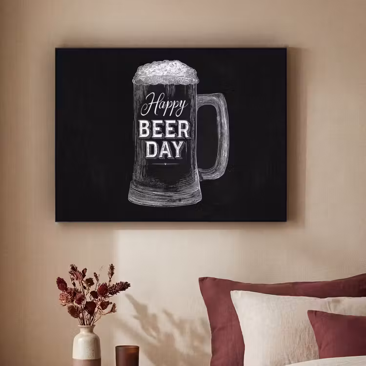 Art Frame - Bierpul - Witte krijtletters - Happy beer day — 2