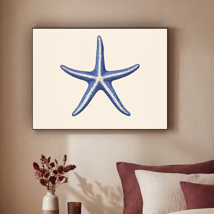 Art Frame - Blauwe zeester - Minimalistisch - Beige — 2