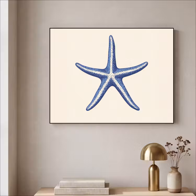 Art Frame - Blauwe zeester - Minimalistisch - Beige — 3