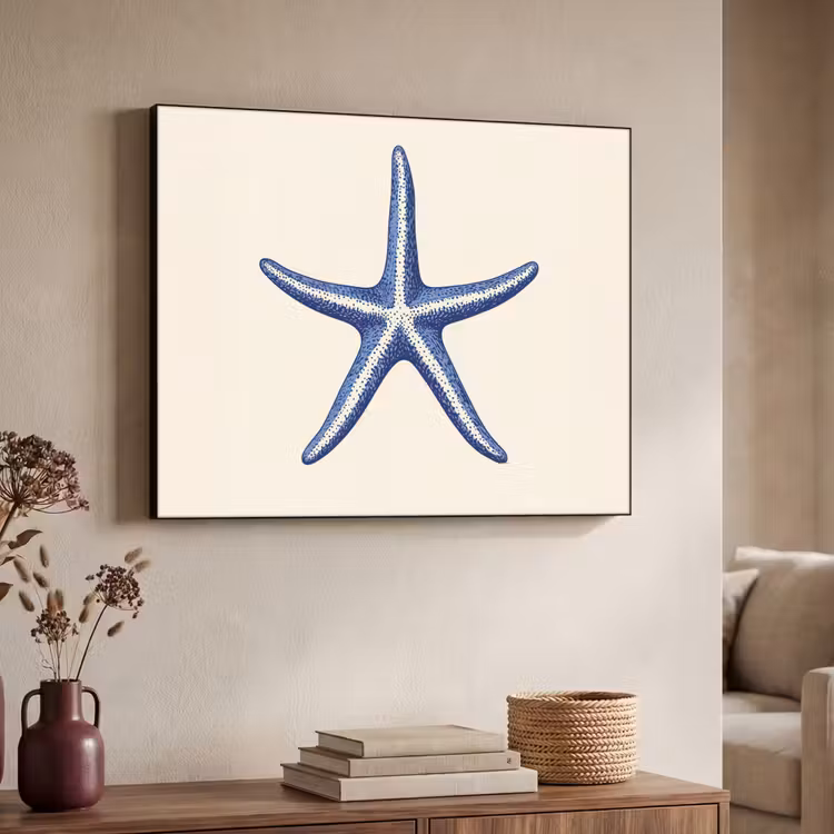 Art Frame - Blauwe zeester - Minimalistisch - Beige — 4