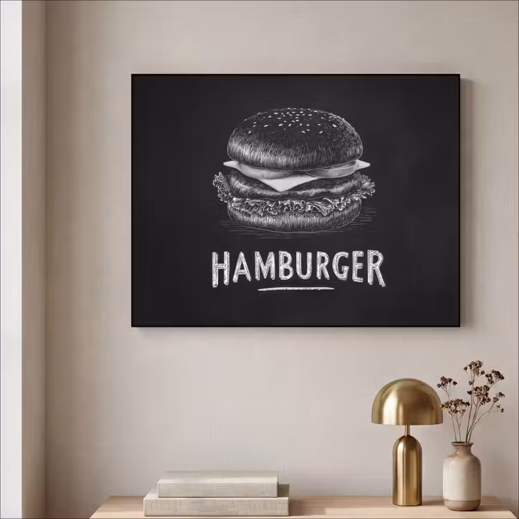 Art Frame - Hamburger - Krijttekst - Zwart - Wit — 3