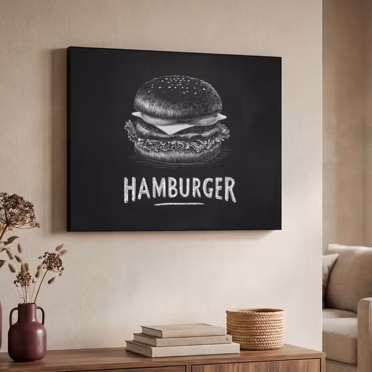 Art Frame - Hamburger - Krijttekst - Zwart - Wit — 4