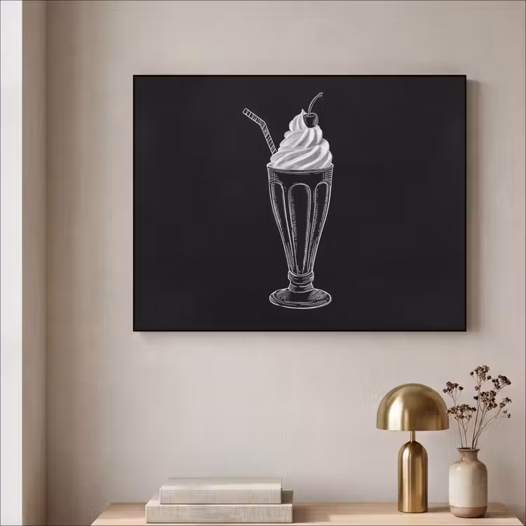 Art Frame - Ijscoupe - Kers - Krijtstijl - Slagroom — 3