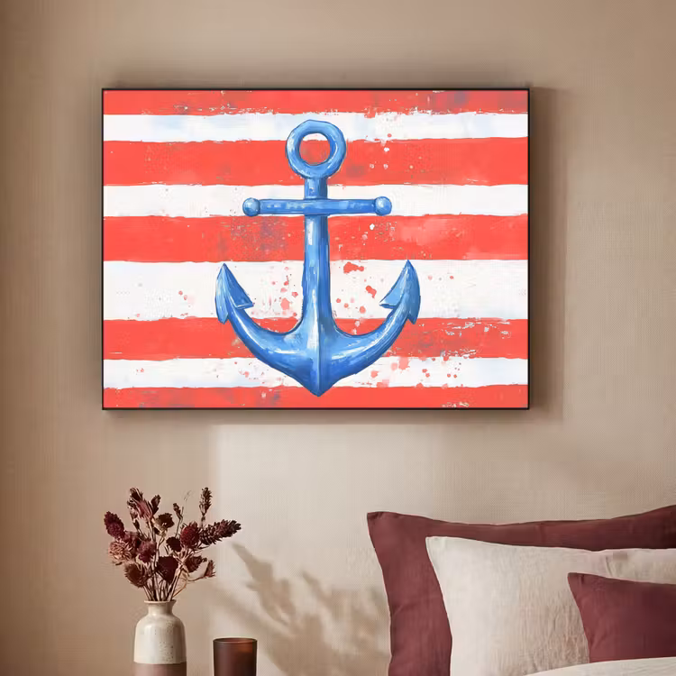 Art Frame - Anker - Verfspatten - Rood - Blauw — 2