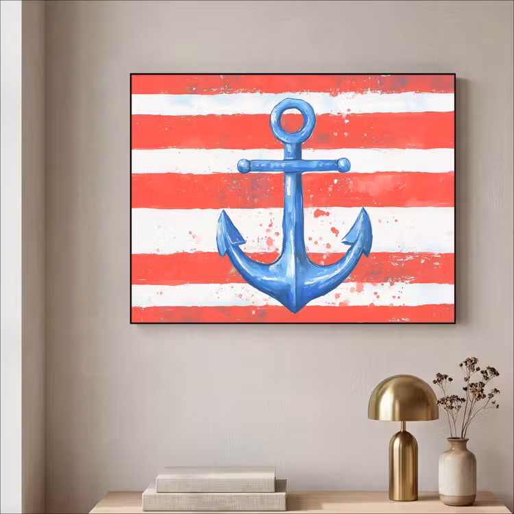 Art Frame - Anker - Verfspatten - Rood - Blauw — 3