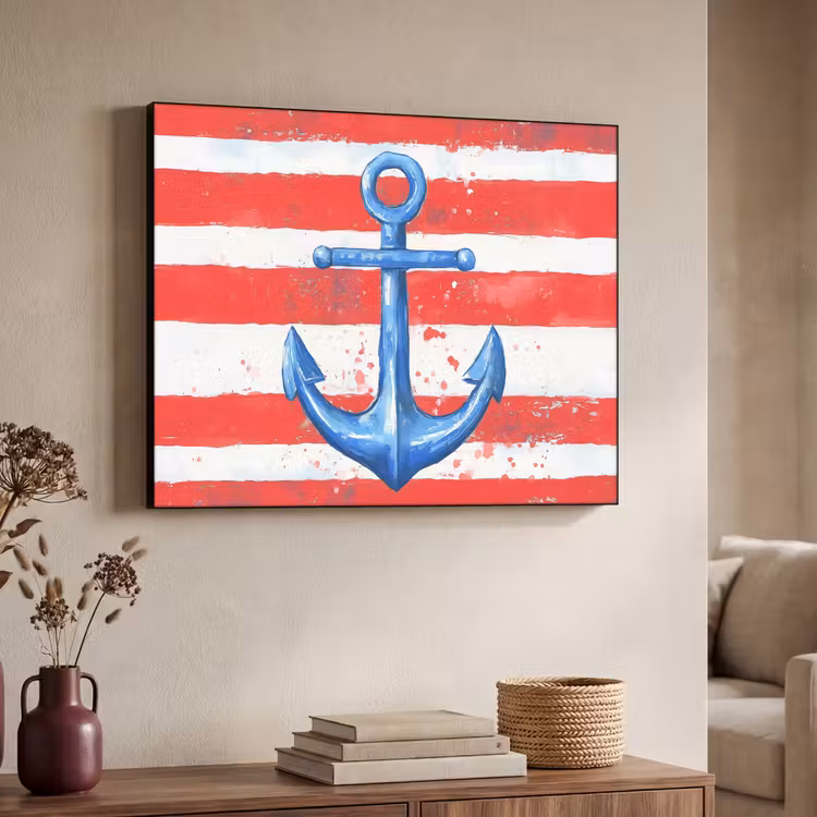 Art Frame - Anker - Verfspatten - Rood - Blauw — 4
