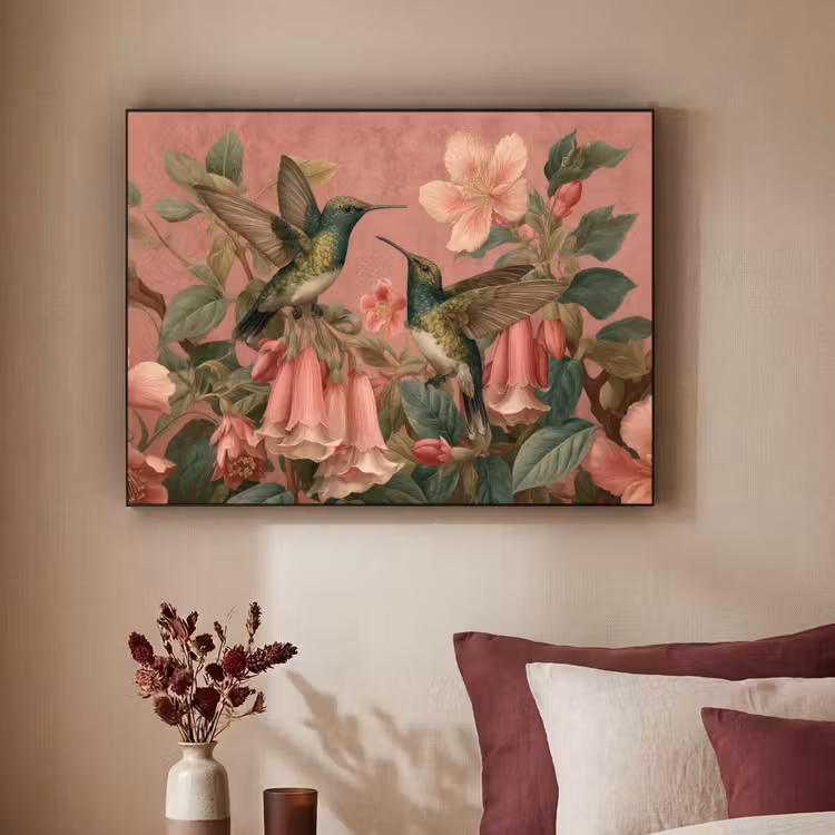 Art Frame - Kolibries - Bloemen - Groen - Roze — 2