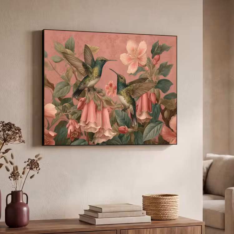 Art Frame - Kolibries - Bloemen - Groen - Roze — 4