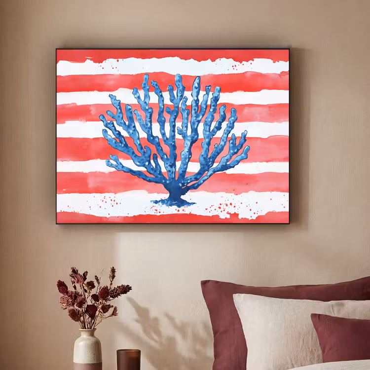Art Frame - Koraal - Verfstructuur - Rood - Blauw — 2
