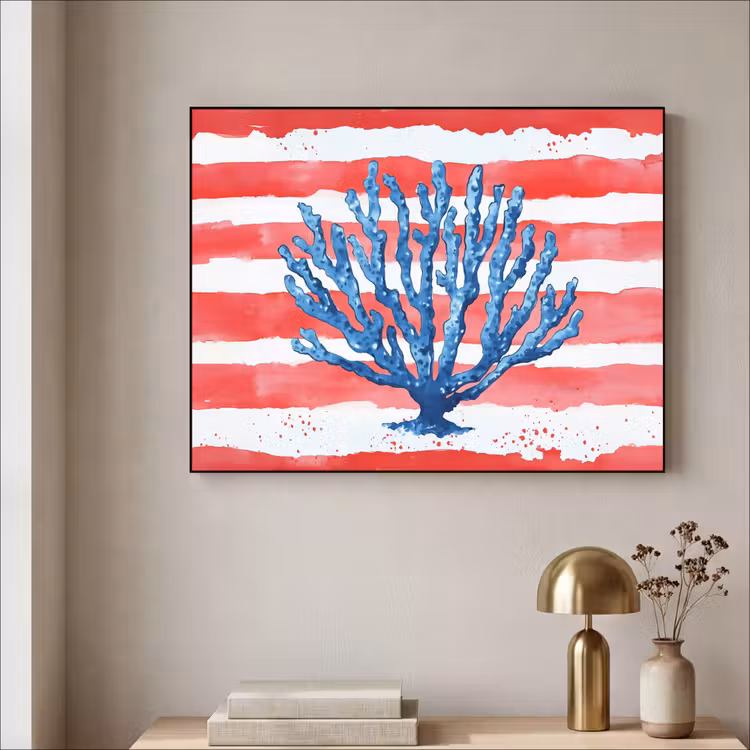 Art Frame - Koraal - Verfstructuur - Rood - Blauw — 3