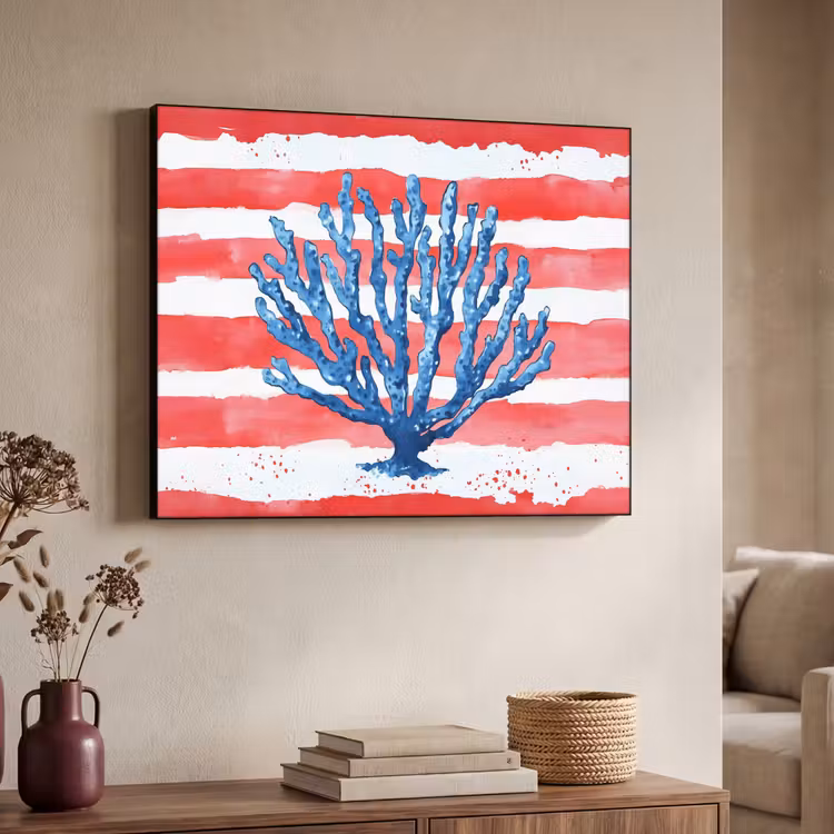 Art Frame - Koraal - Verfstructuur - Rood - Blauw — 4