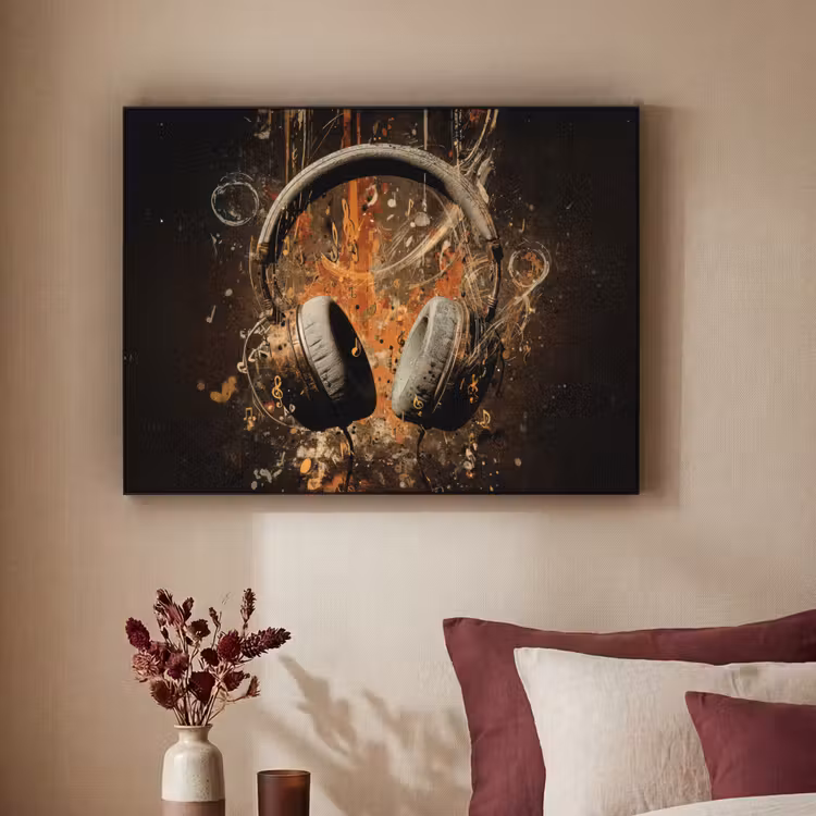 Art Frame - Koptelefoon - Bruin - Dynamische penseelstreken — 2