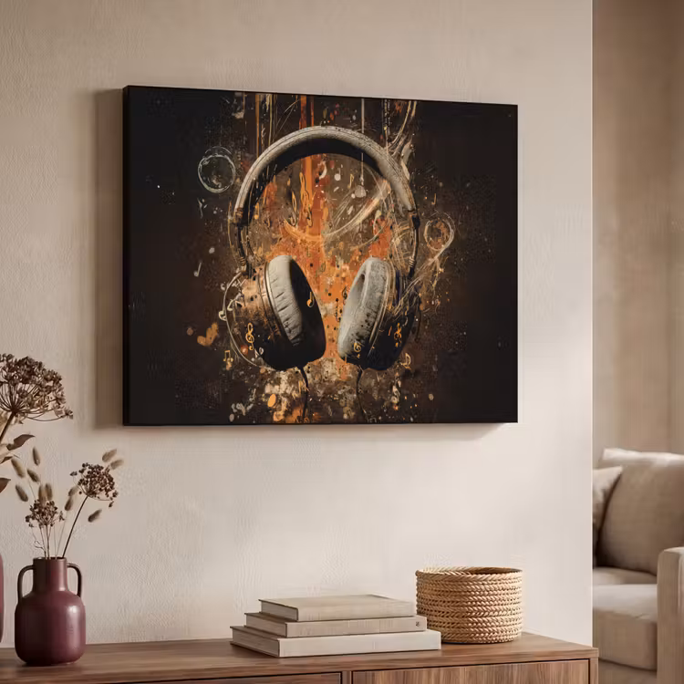 Art Frame - Koptelefoon - Bruin - Dynamische penseelstreken — 4