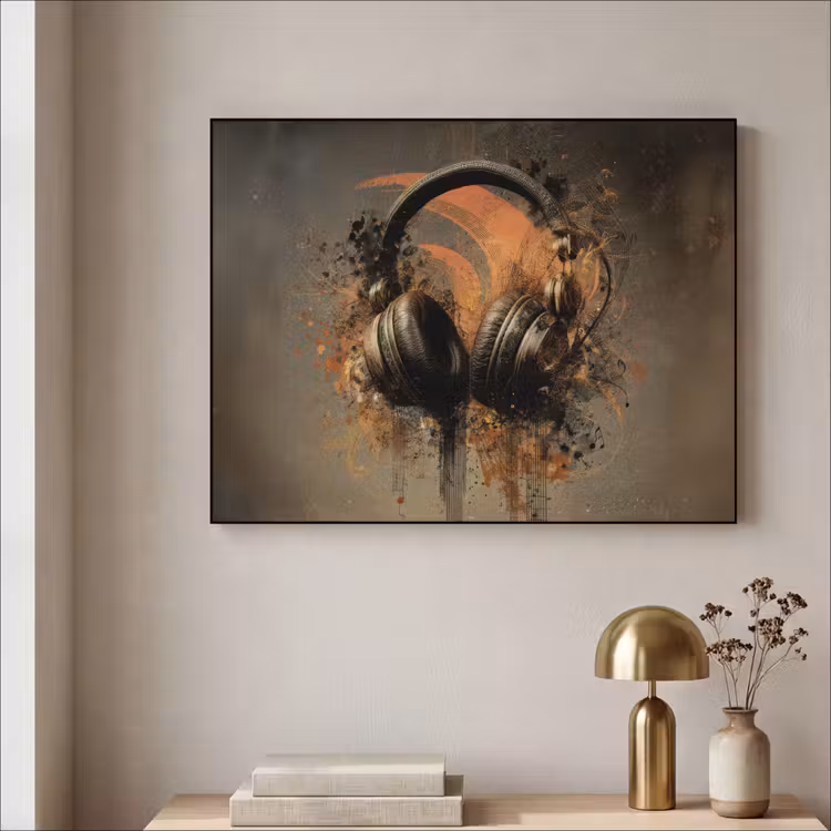 Art Frame - Koptelefoon - Bruin - Verf - Vintage — 3