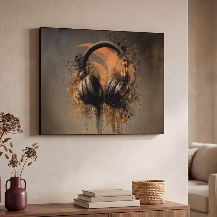 Art Frame - Koptelefoon - Bruin - Verf - Vintage — 4