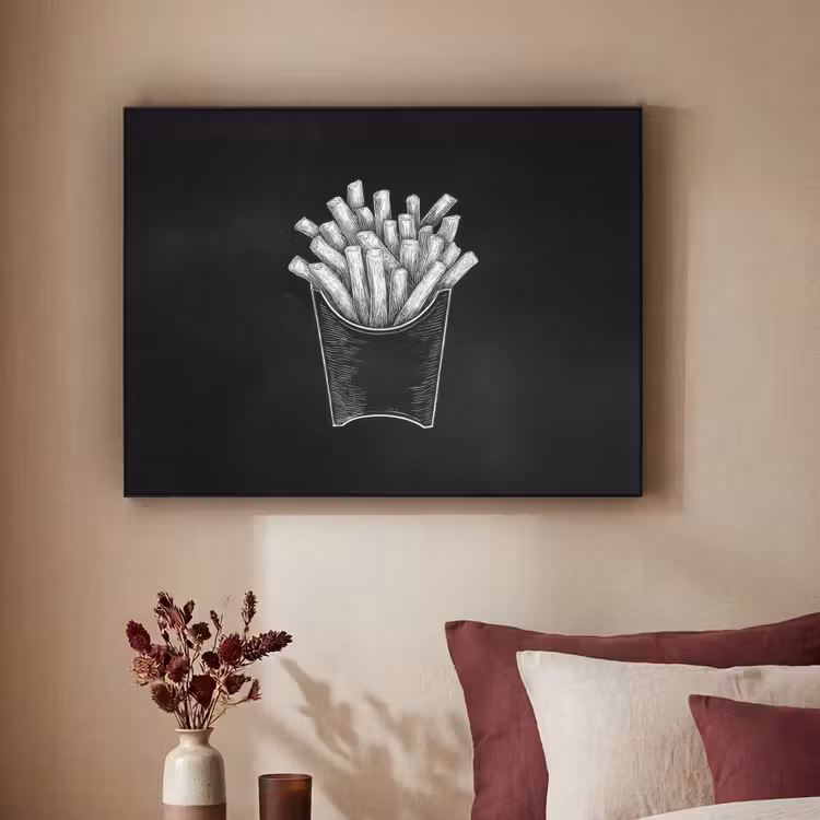 Art Frame - Friet - Witte krijttekening - Zwart — 2