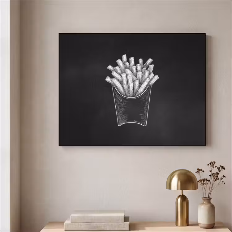 Art Frame - Friet - Witte krijttekening - Zwart — 3