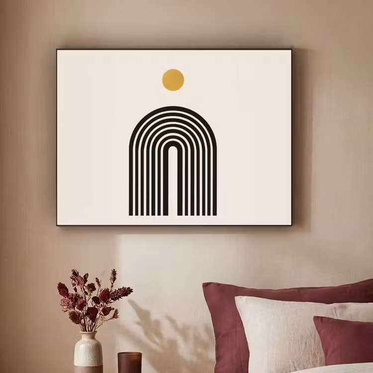 Art Frame - Minimalistisch - Zwarte boog - Gouden cirkel — 2