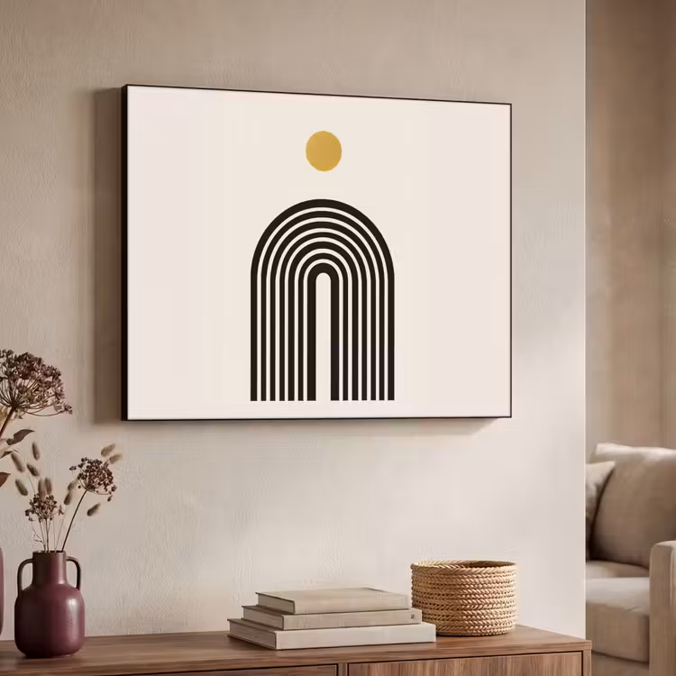 Art Frame - Minimalistisch - Zwarte boog - Gouden cirkel — 4