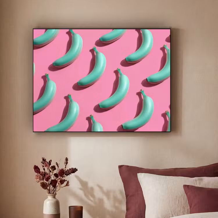 Art Frame - Bananen - Patroon - Blauw - Roze — 2