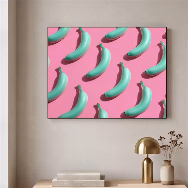 Art Frame - Bananen - Patroon - Blauw - Roze — 3