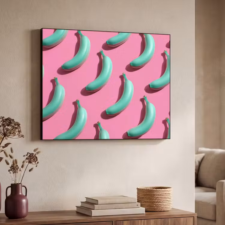 Art Frame - Bananen - Patroon - Blauw - Roze — 4