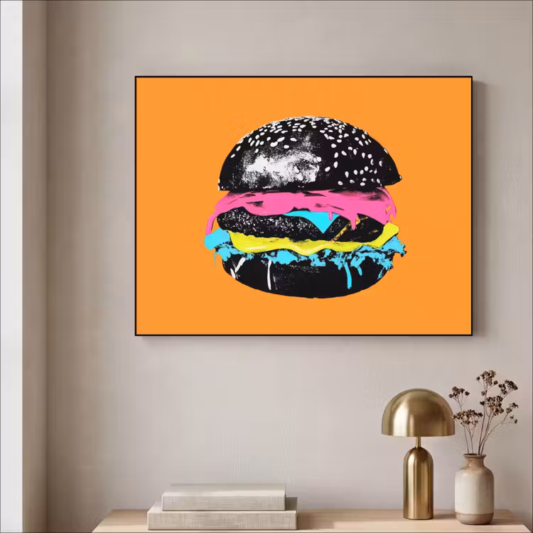 Art Frame - Hamburger - Oranje - Neon - popart — 3