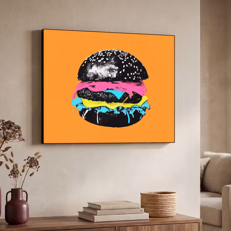 Art Frame - Hamburger - Oranje - Neon - popart — 4