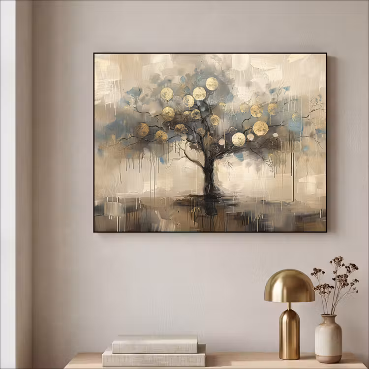 Art Frame - Beige - Abstract - Boom - Goud — 3