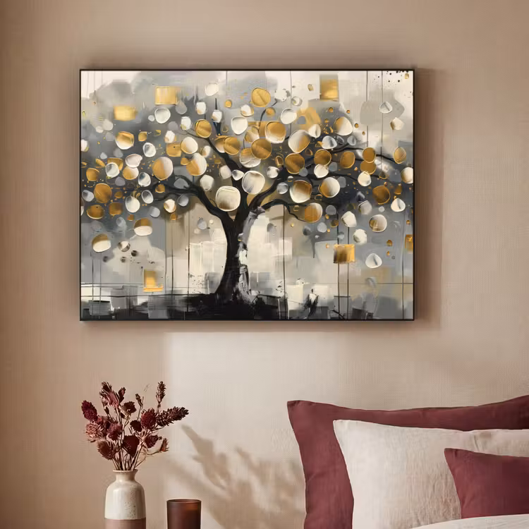 Art Frame - Boom - Abstract - Beige - Goud - Zwart — 2