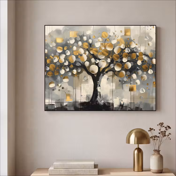 Art Frame - Boom - Abstract - Beige - Goud - Zwart — 3