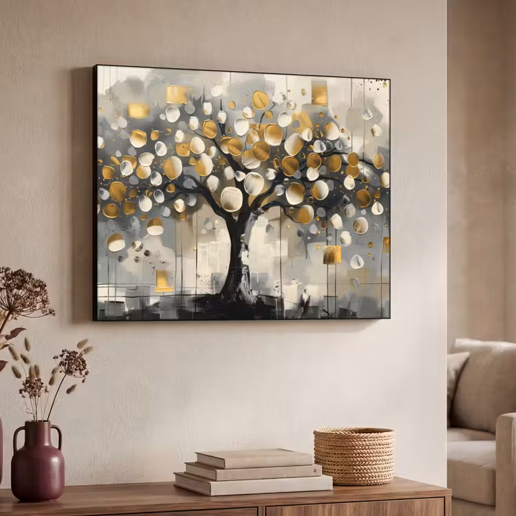 Art Frame - Boom - Abstract - Beige - Goud - Zwart — 4
