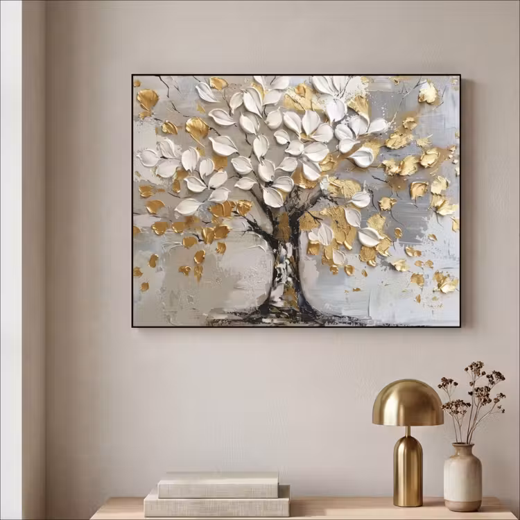 Art Frame - Boom - Beige - Grijs - Goud - Abstract — 3