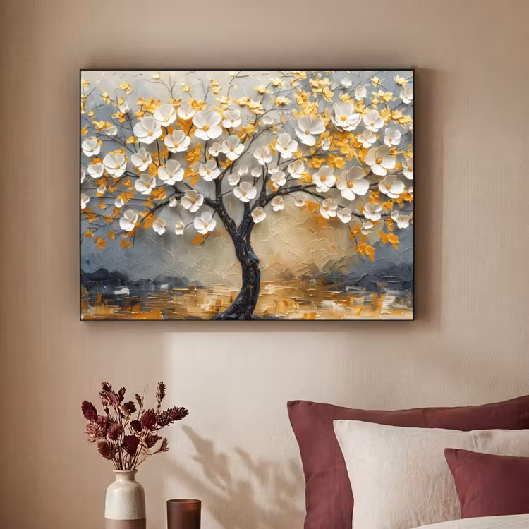 Art Frame - Boom - Bloemen - Goud - Beige — 2