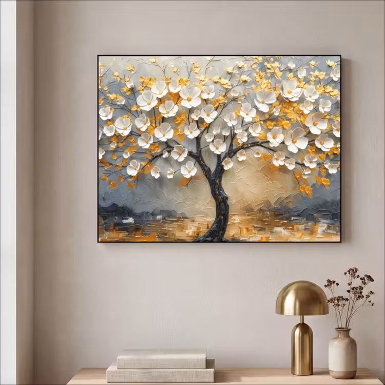 Art Frame - Boom - Bloemen - Goud - Beige — 3