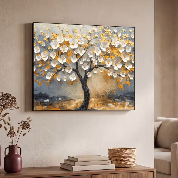 Art Frame - Boom - Bloemen - Goud - Beige — 4