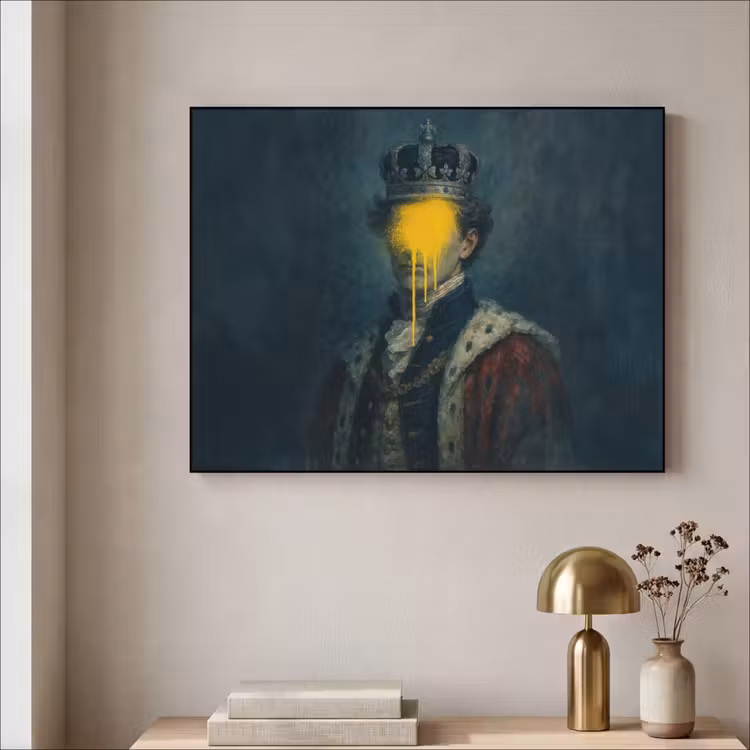 Art Frame - Koning - Portret - Druipende gele verf — 3