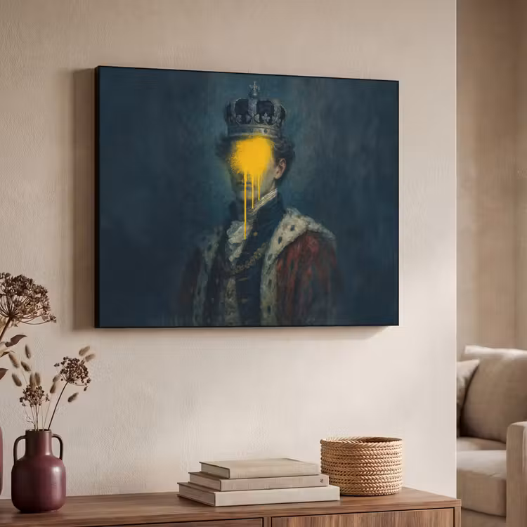 Art Frame - Koning - Portret - Druipende gele verf — 4