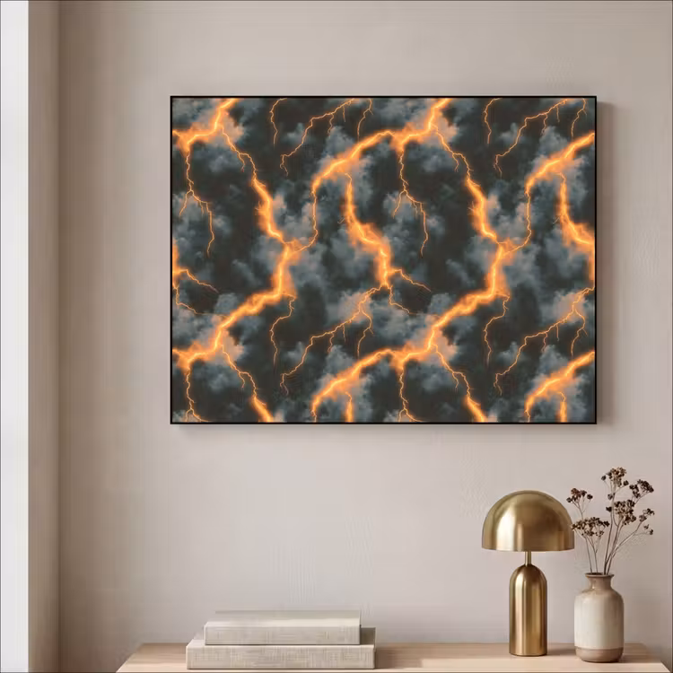 Art Frame - Oranje - Bliksem - Wolken — 3