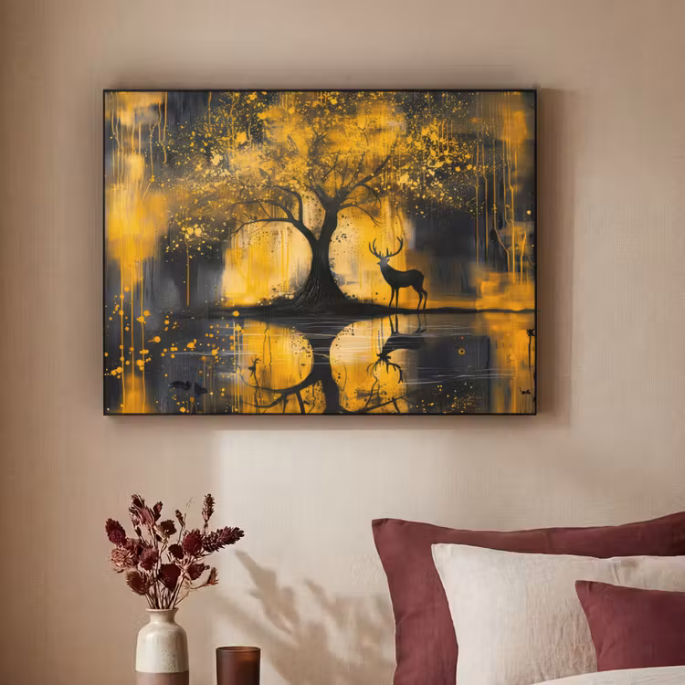 Art Frame - Boom - Verflook - Hert - Natuur - Goud — 2
