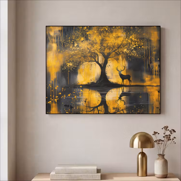 Art Frame - Boom - Verflook - Hert - Natuur - Goud — 3