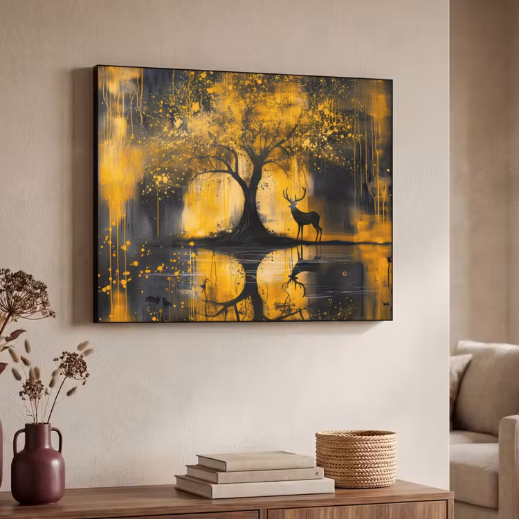 Art Frame - Boom - Verflook - Hert - Natuur - Goud — 4