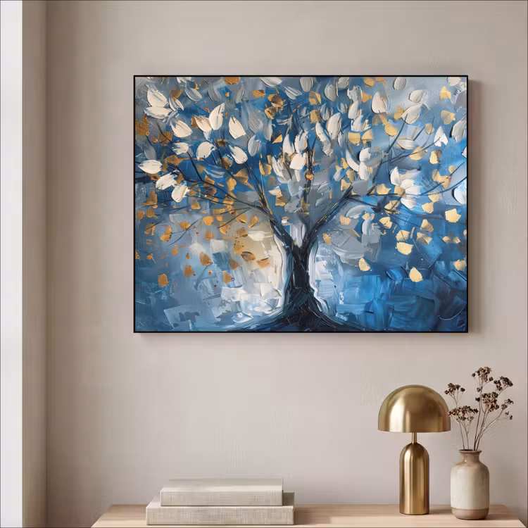 Art Frame - Boom - Blauw - Goud - Abstract — 3