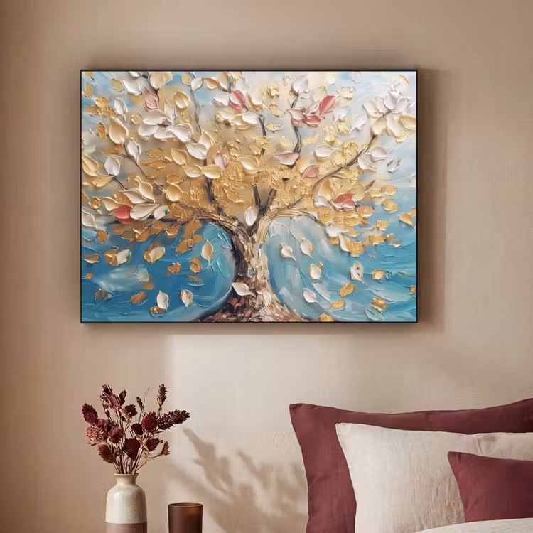 Art Frame - Boom - Blauw - Goud - Abstract - Modern — 2