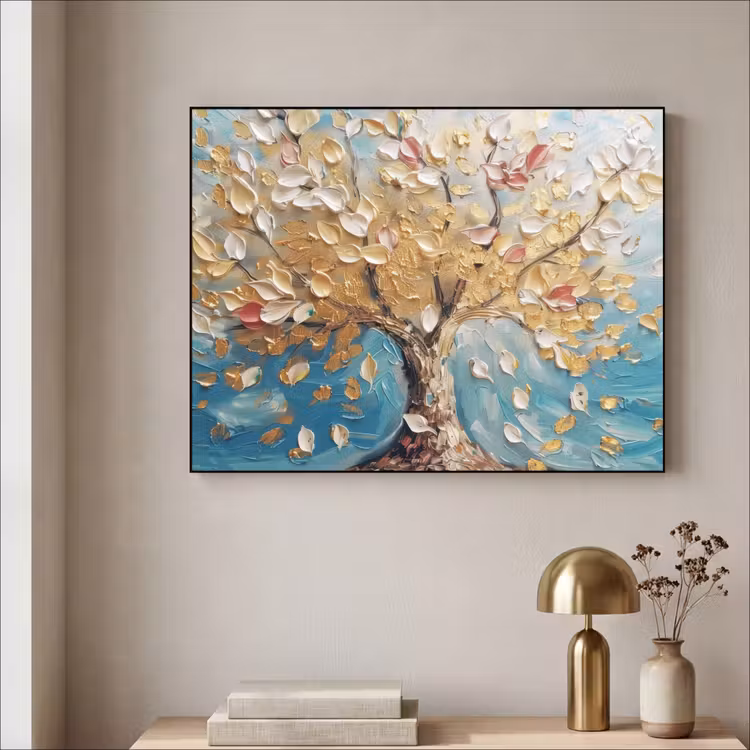 Art Frame - Boom - Blauw - Goud - Abstract - Modern — 3