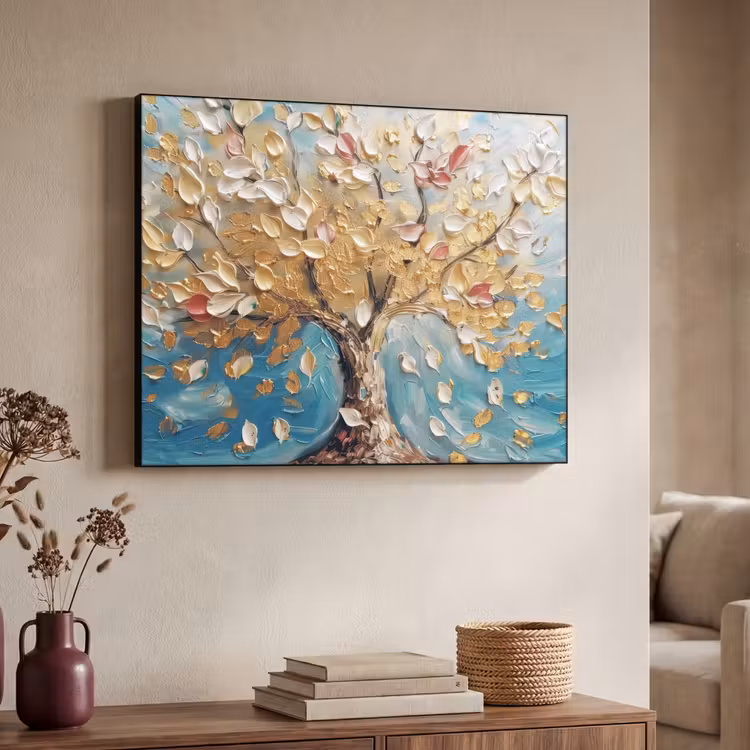 Art Frame - Boom - Blauw - Goud - Abstract - Modern — 4